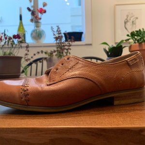 PIKOLINOS Cognac Tan Leather Oxford Shoes